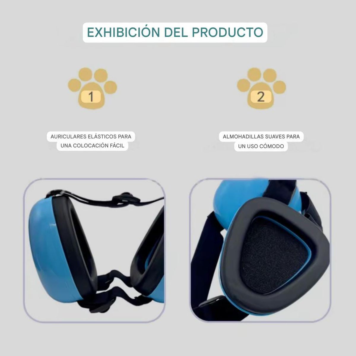 SM - OREJERAS ANTIRUIDO PROTECTOR DE OÍDO PARA PERROS TALLA M-L  CELESTE