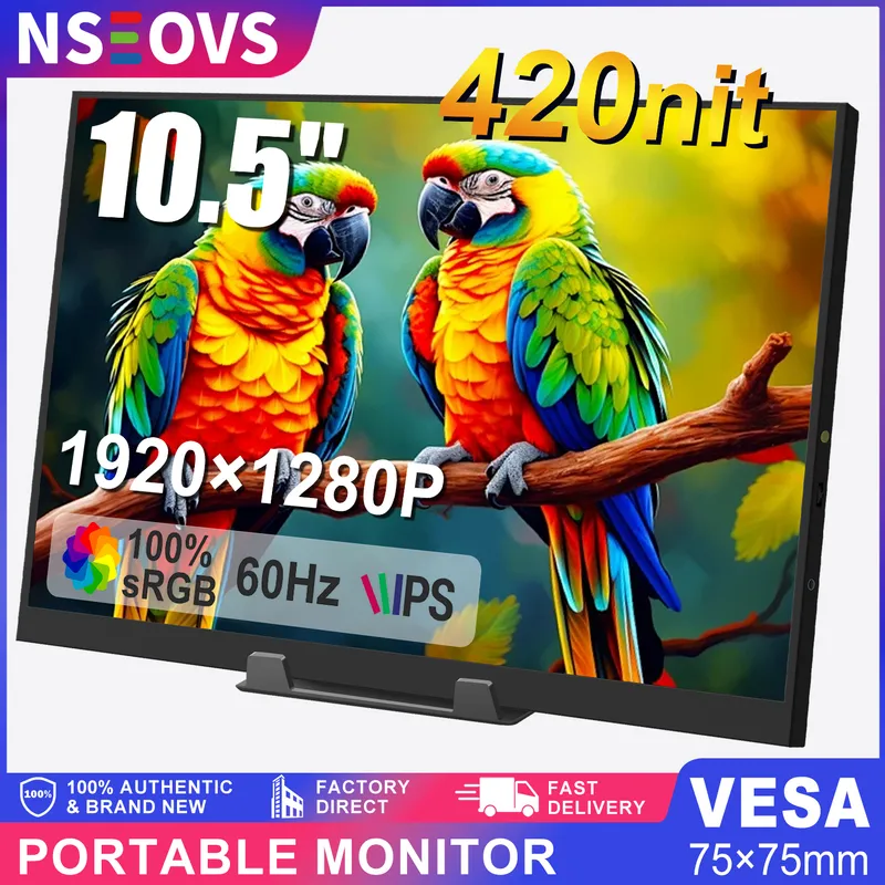 NO LOGO - NSEOVS Monitor Portátil de 10.5" 1080p 420nit 100% sRGB 1920*1080  60Hz