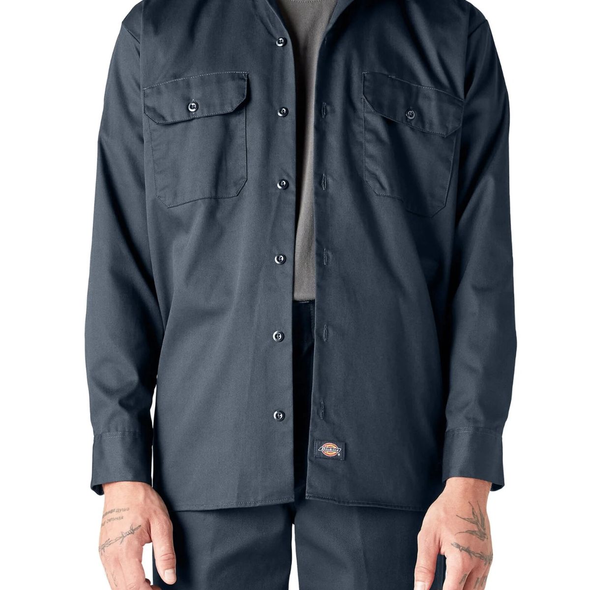 DICKIES - Camisa de trabajo de manga larga DICKIES corte original azul marino oscuro