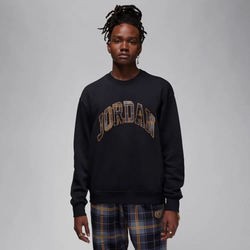 AIR JORDAN - POLERA MANGA LARGA AIR JORDAN NEGRO HOLIDAY FLEECE ESSENTIAL CREW