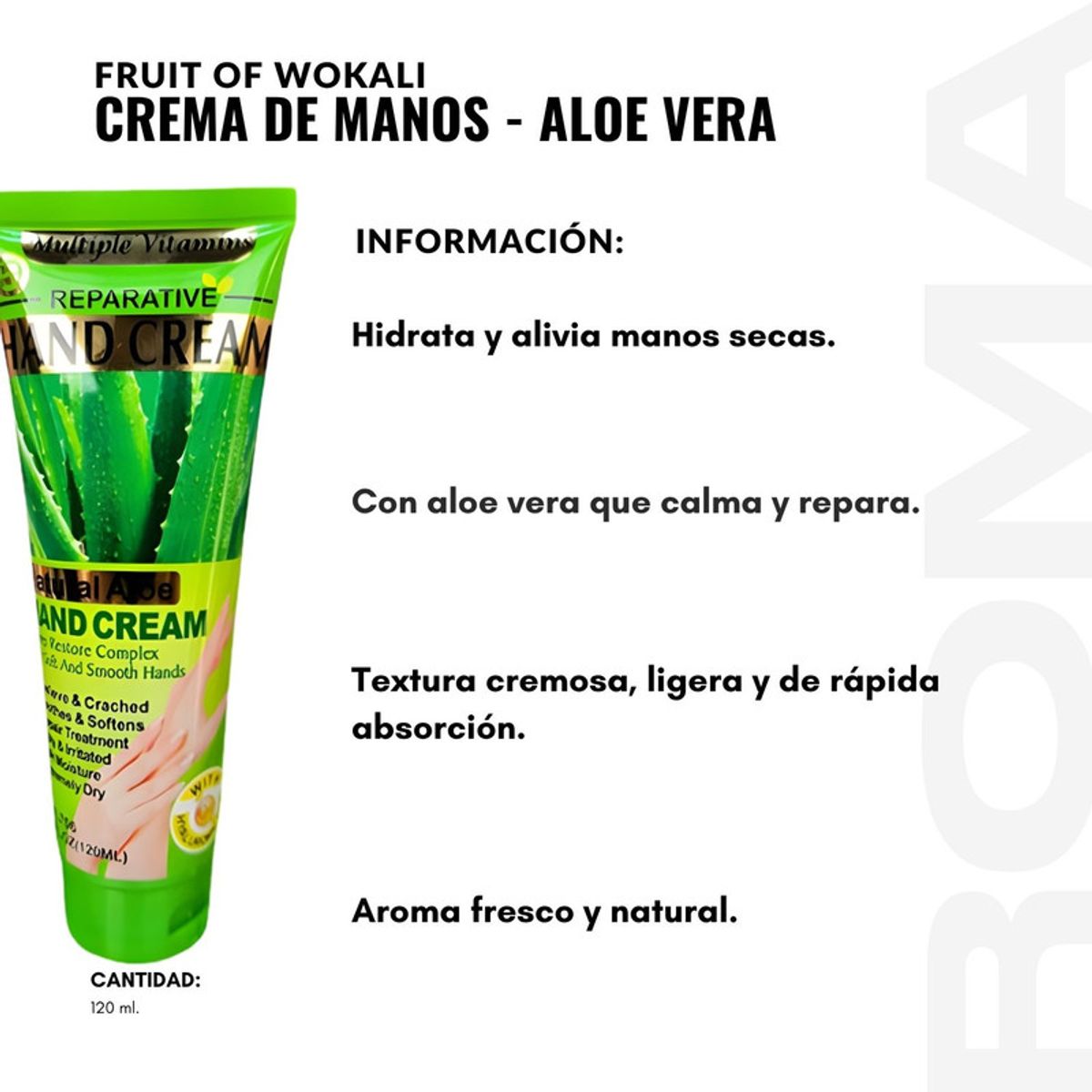 WOKALI - CREMA DE MANOS ALOE VERA 120ML WOKALI