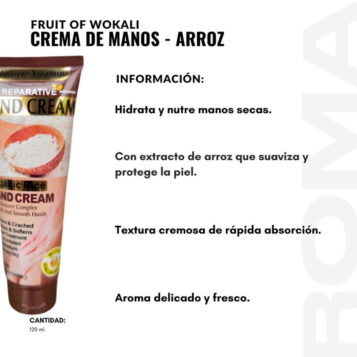 WOKALI - CREMA DE MANOS ARROZ 120ML WOKALI