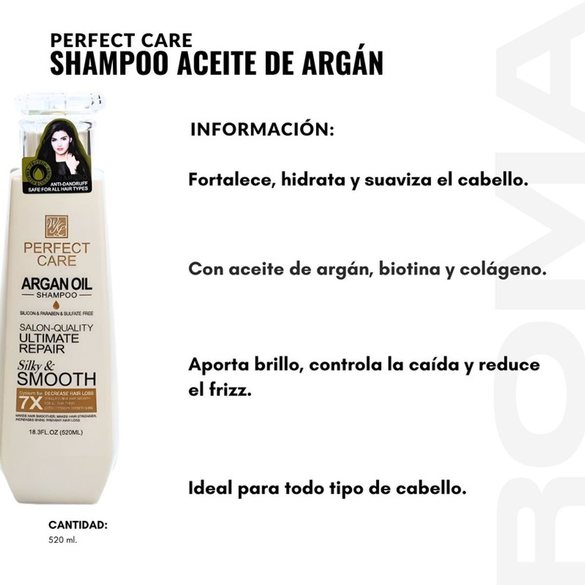 GENERICO - SHAMPOO ACEITE DE ARGÁN 520ML PERFECT CARE