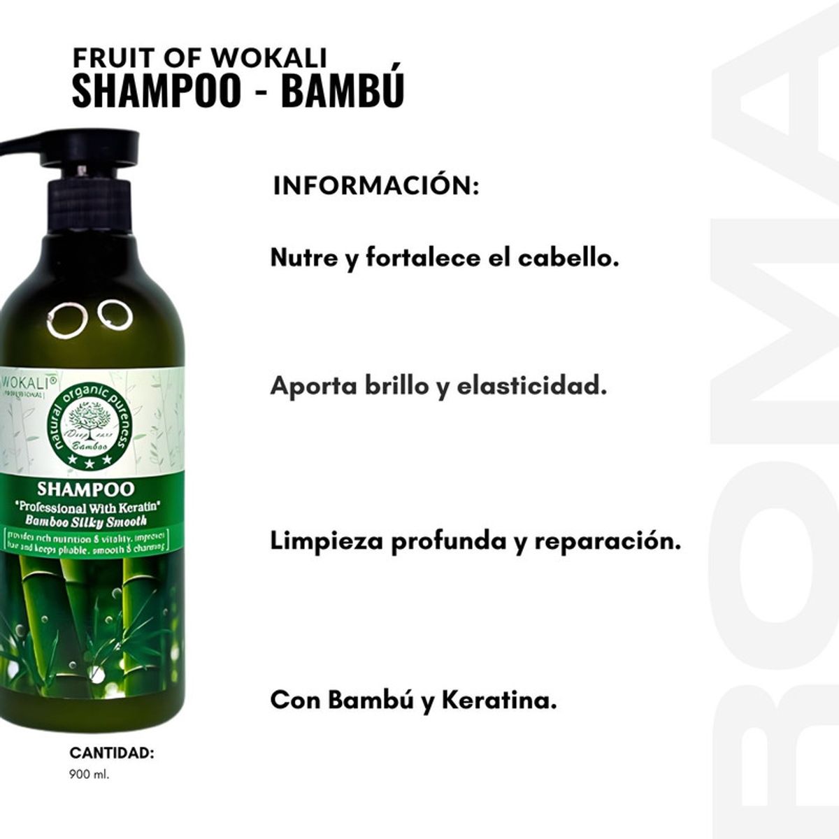 WOKALI - SHAMPOO DE BAMBÚ 900ML WOKALI