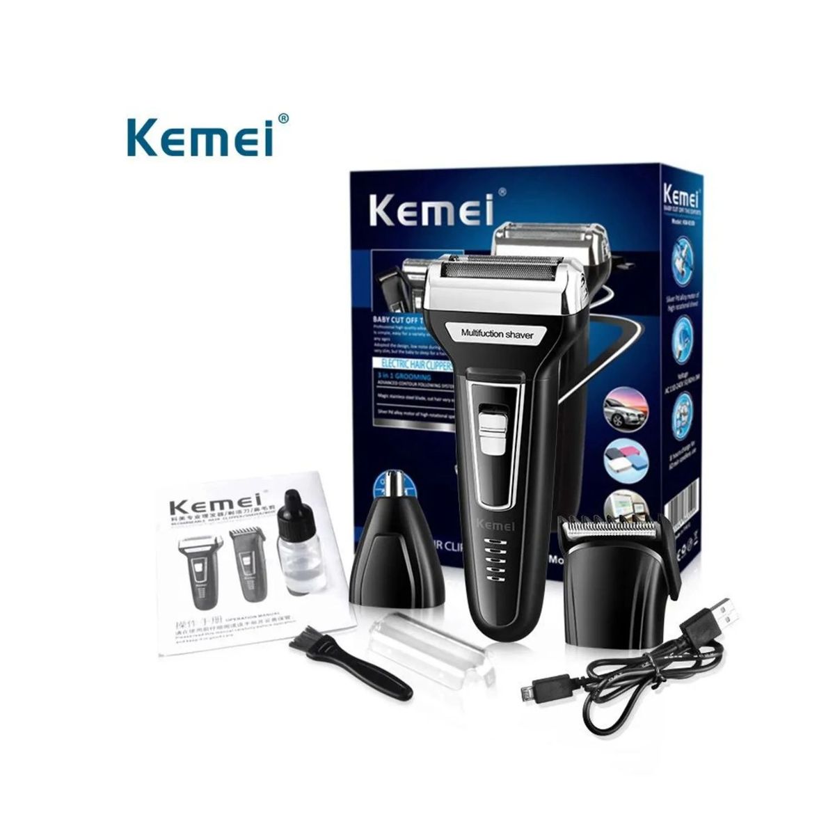 OEM - AFEITADORA KEMEI 3 EN 1 PROFESIONAL KM-6559