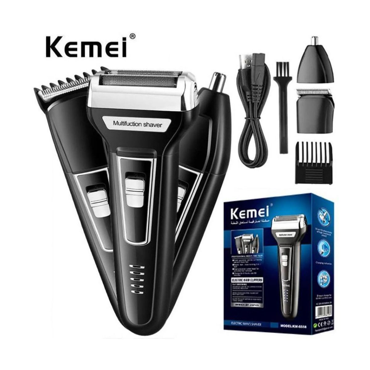 OEM - AFEITADORA KEMEI 3 EN 1 PROFESIONAL KM-6559