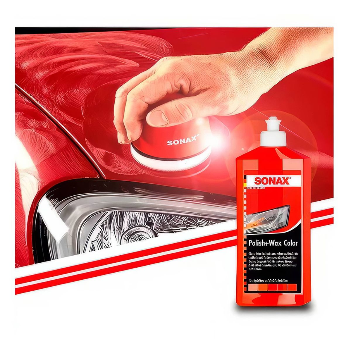 SONAX - Cera Sonax Polish + Wax Color Rojo 500 ml