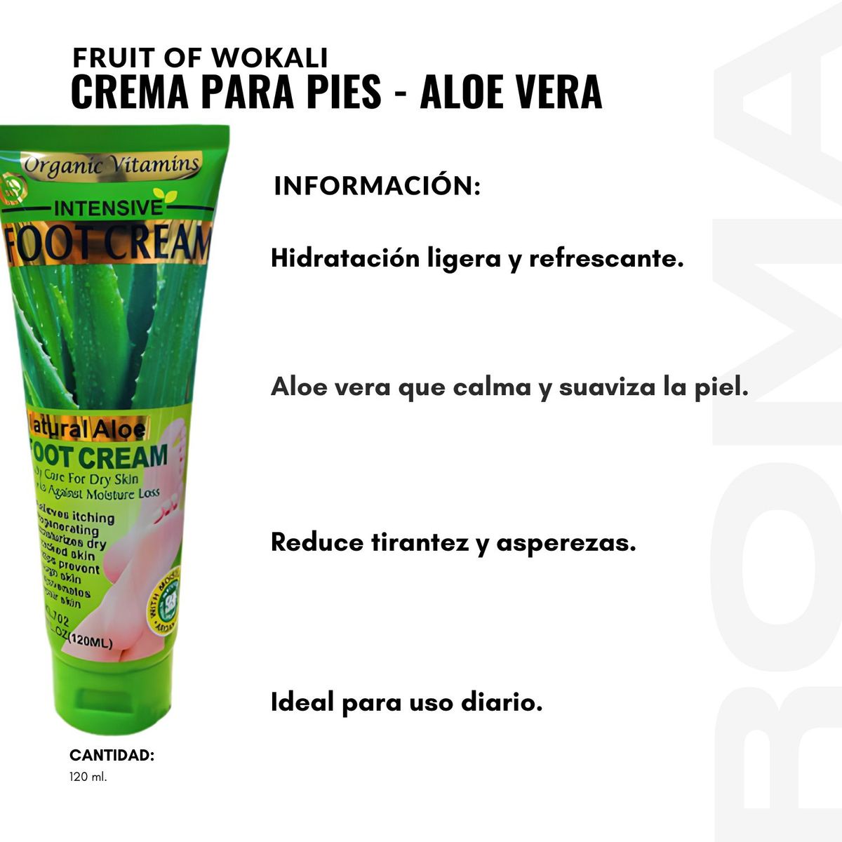 WOKALI - CREMA PARA PIES ALOE VERA 120ML WOKALI