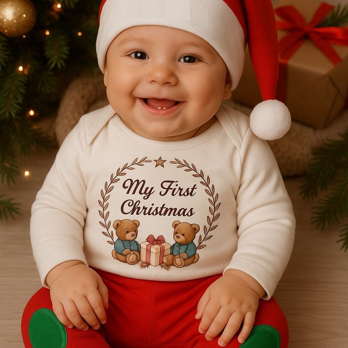 GENERICO - Body Bebé Niño Algodón Navidad Cicciobello