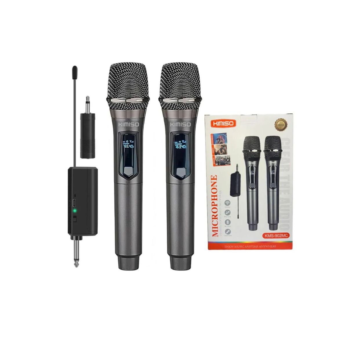 ROHS - DOBLE MICROFONO RECARGABLE PROFESIONAL INALAMBRICO UHF KMS-902MC