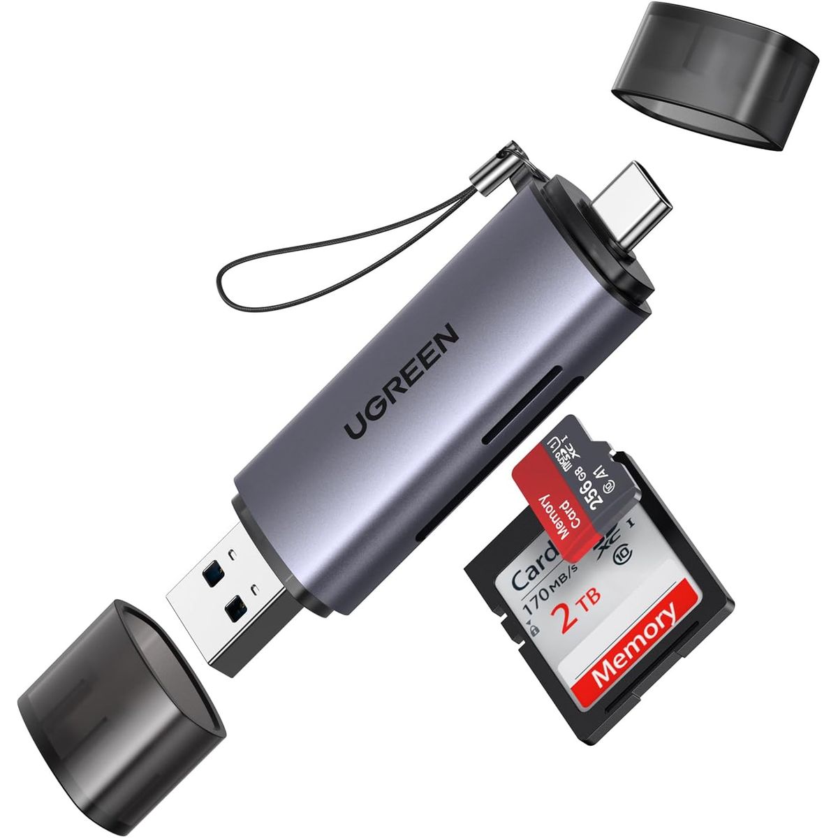 UGREEN - Lector de Tarjetas Ugreen CM185 50706 – USB-C y USB-A 3.0, Alta Velocidad 5Gbps, SD y MicroSD, OTG