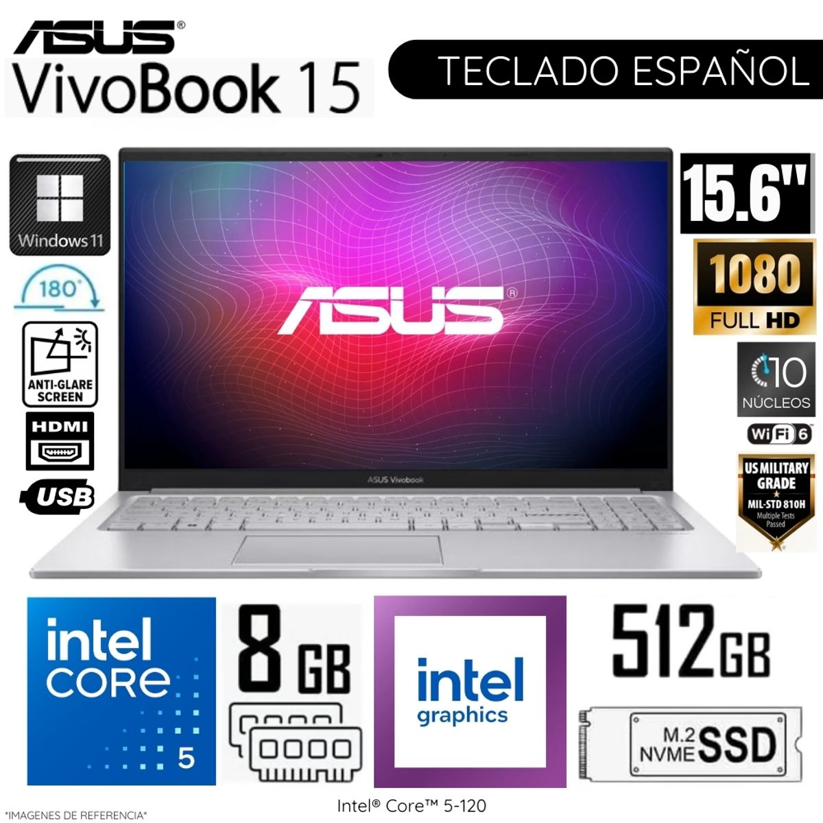 ASUS - Laptop Asus Vivobook 15 X1504VA-BQ631W Intel Core 5-120 8GB RAM 512GB SSD 15.6"  FHD WIN11