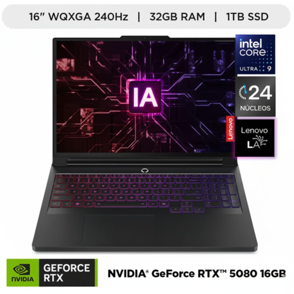 LENOVO - Laptop Gamer Lenovo Legion Pro 7 Core Ultra 9 275HX, 32GB, 1TB, RTX 5080 16GB, 16" WQXGA OLED, W11