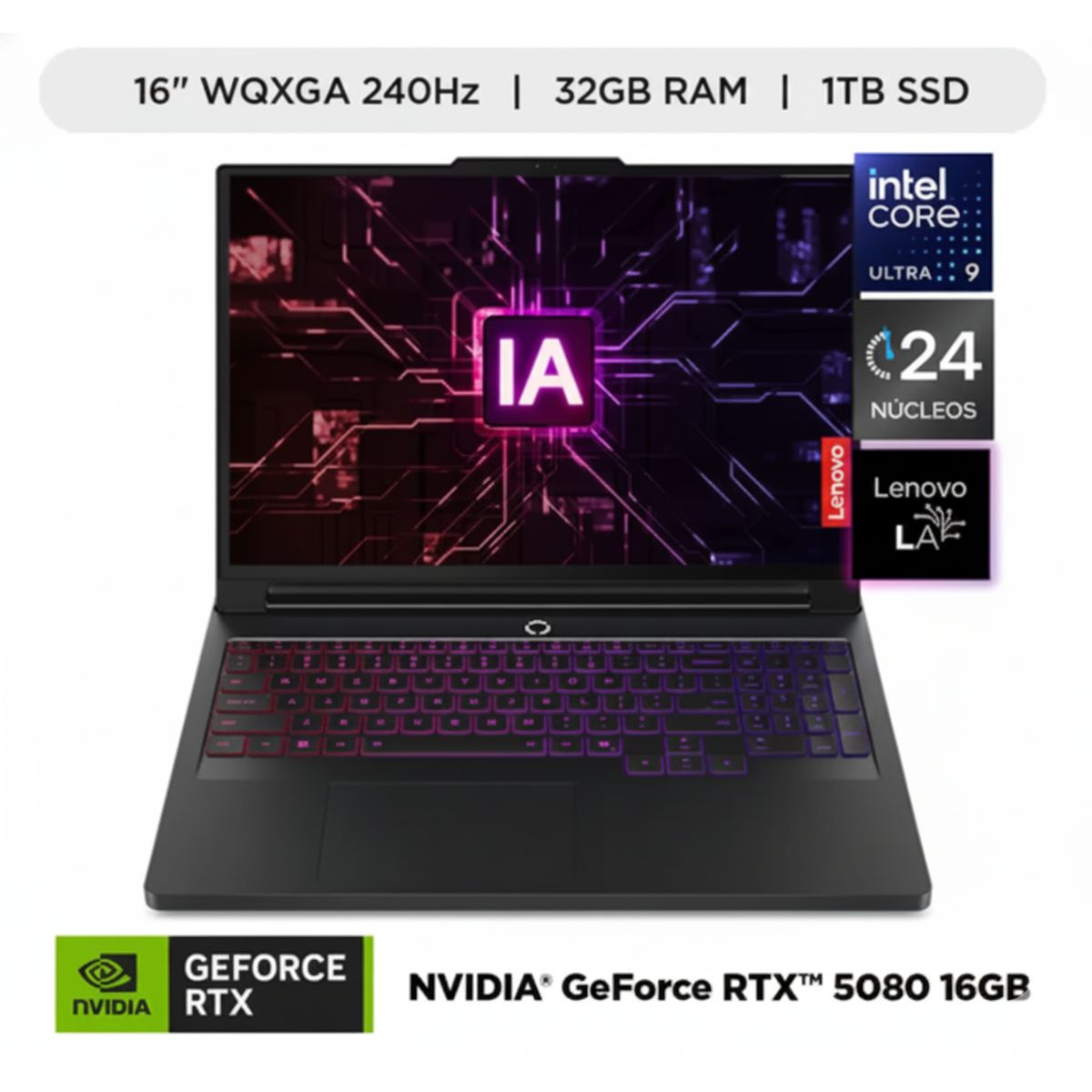 LENOVO - Laptop Gamer Lenovo Legion Pro 7 Core Ultra 9 275HX, 32GB, 1TB, RTX 5080 16GB, 16" WQXGA OLED, W11