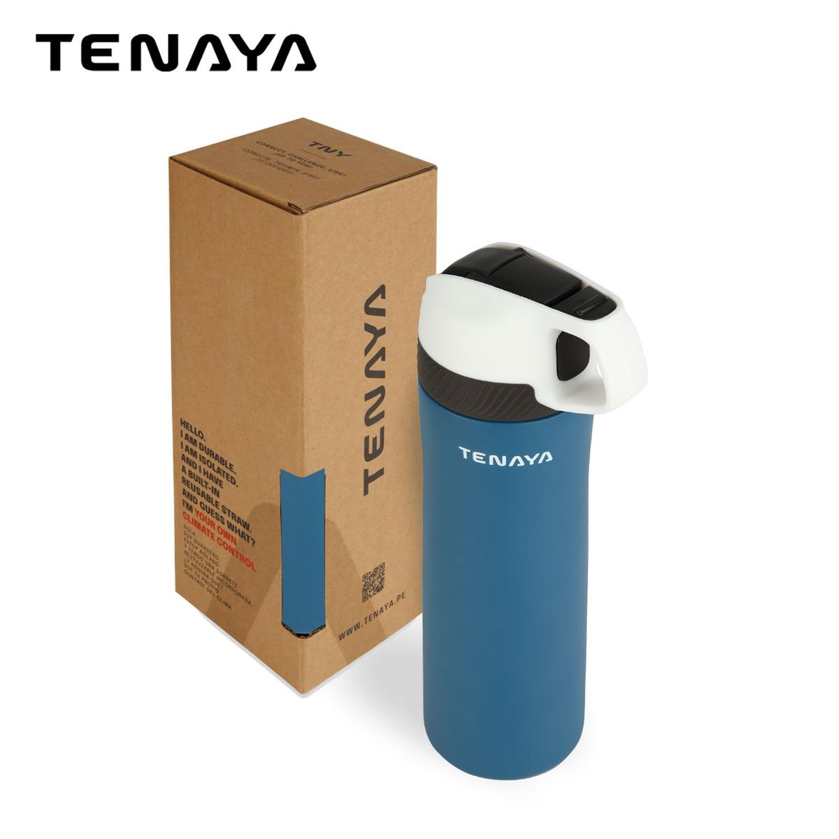 TENAYA - Tomatodo acero inox tapa boton 550 ml TENAYA - Azul marino