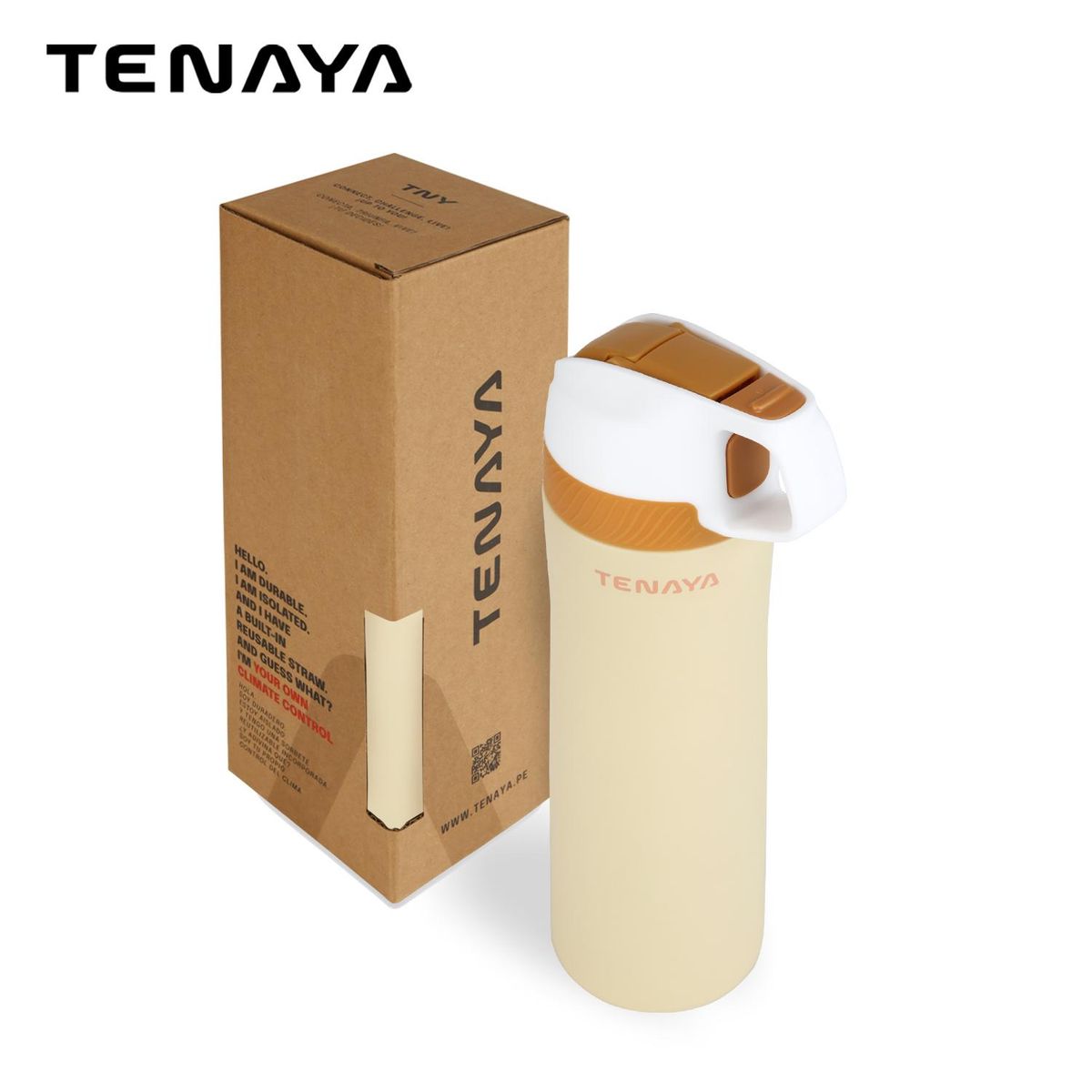 TENAYA - Tomatodo acero inox tapa boton 550 ml TENAYA - Beige