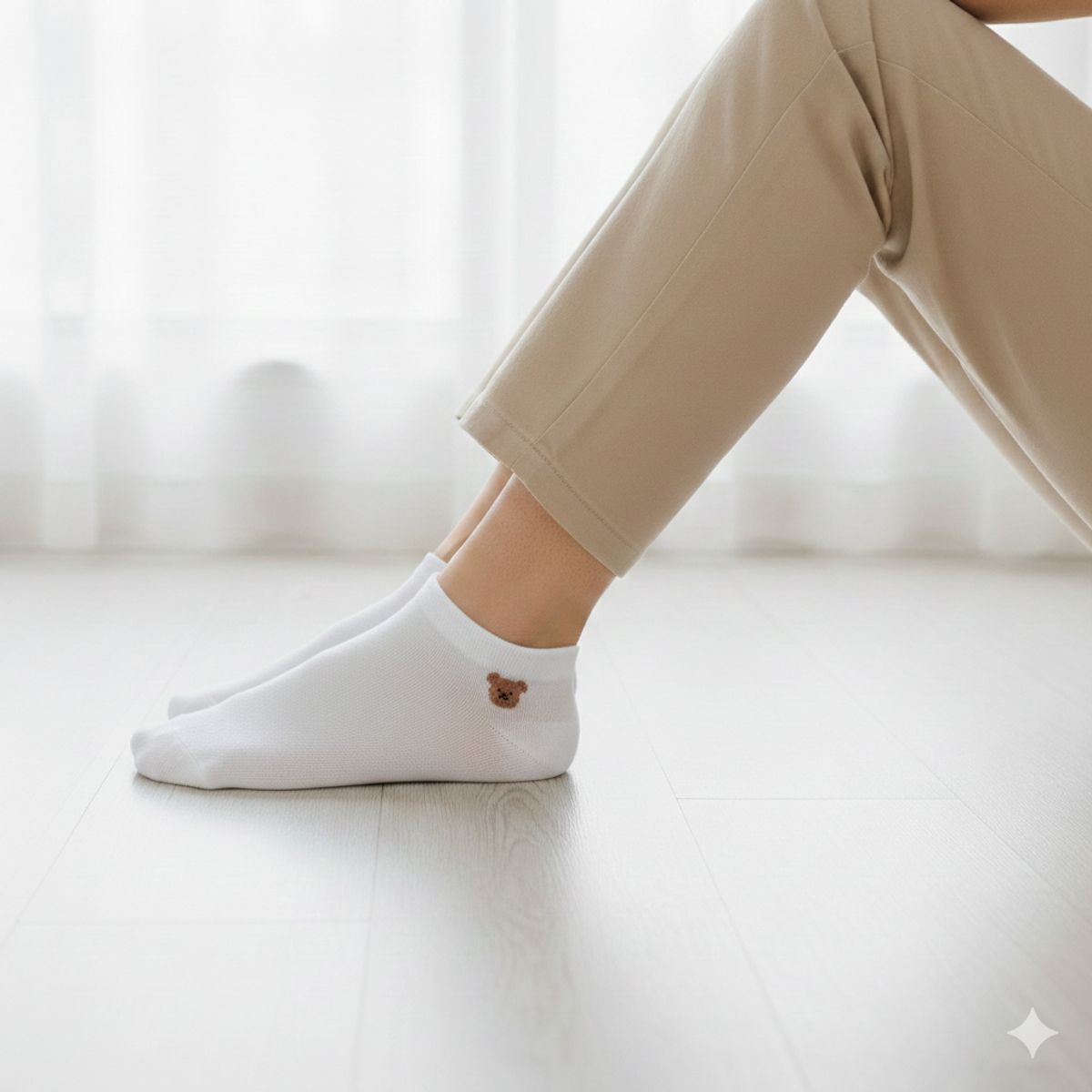 GENERICO - pack 3 Medias con Dibujo de Oso Color BLANCO