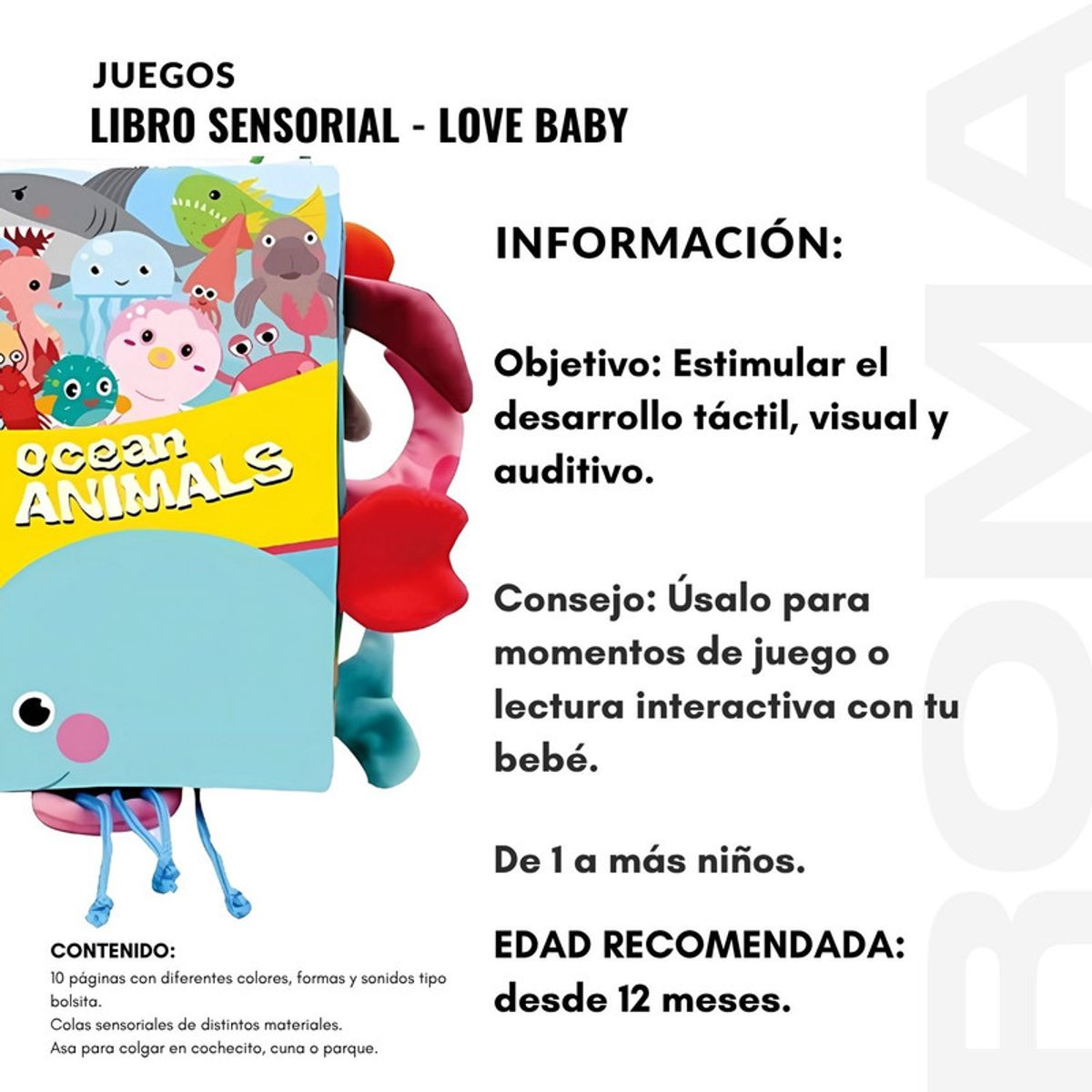 GENERICO - LIBRO TEXTURA LOVE BABY - JUEGO DIDÁCTICO