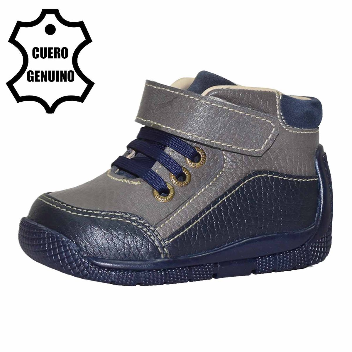 BRUNO KIDS - ZAPATO PIBE PARA NIÑO BRUNO KIDS DE CUERO AZUL PRIMEROS PASOS