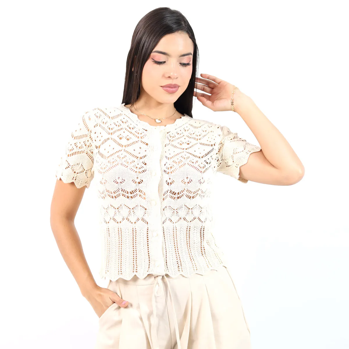 JAROLA - Cardigán Tejido Jarola Jazmín