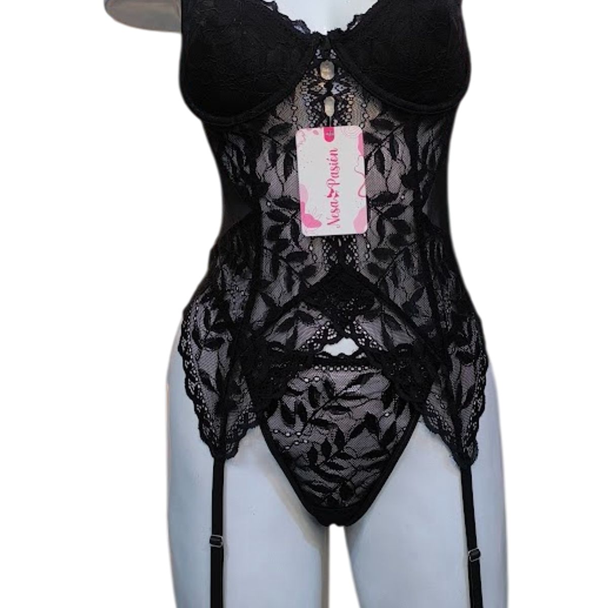 GENERICO - CORSET LENCERIA DE ENCAJE SET PORTALIGAS