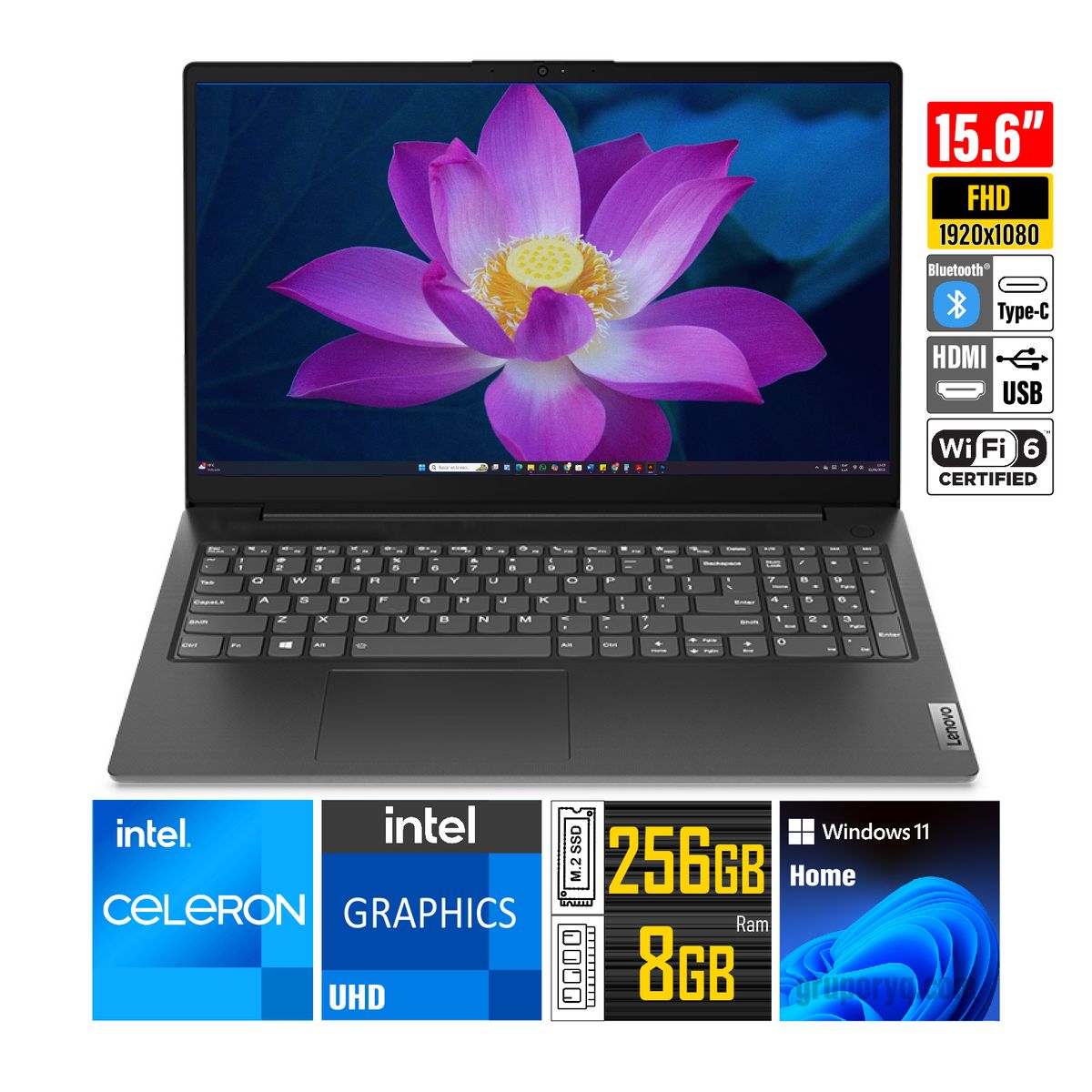 LENOVO - Portátil Lenovo V15 G2 IJL 156 FHD - 8GB RAM 256GB SSD Productividad y Rendimiento Esencial