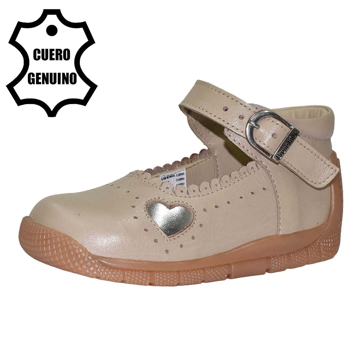 BRUNO KIDS - ZAPATO PIBE PARA NIÑA BRUNO KIDS DE CUERO BEIGE PRIMEROS PASOS