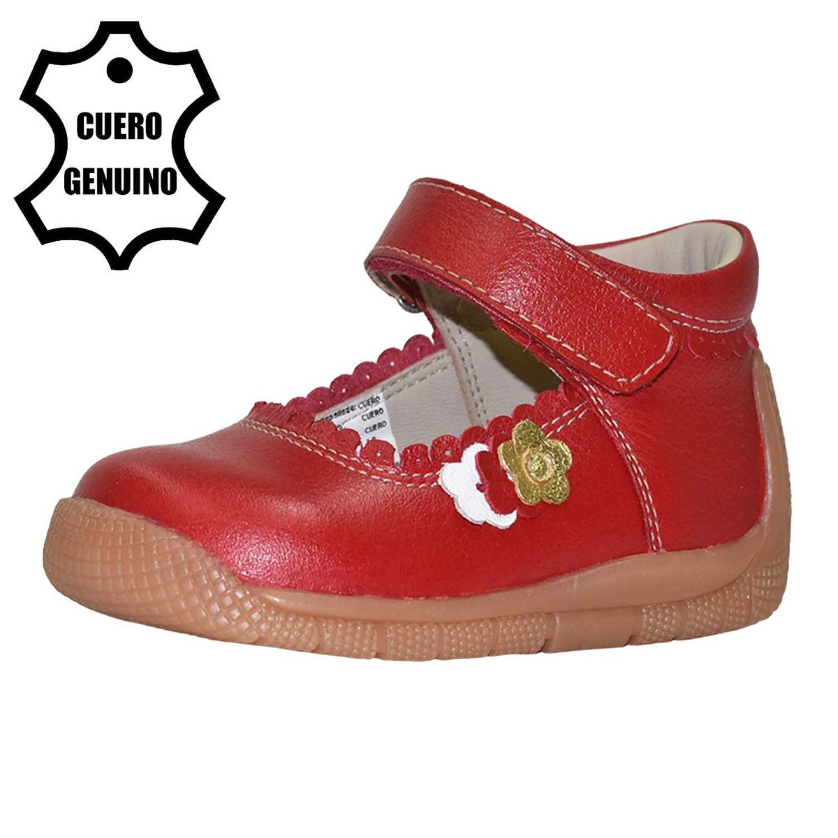 BRUNO KIDS - ZAPATO PIBE PARA NIÑA BRUNO KIDS DE CUERO ROJO PRIMEROS PASOS