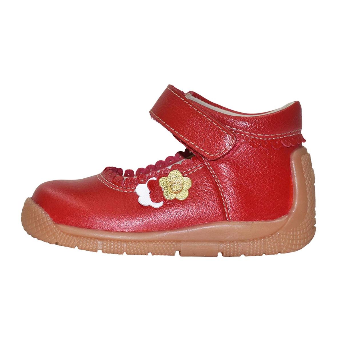 BRUNO KIDS - ZAPATO PIBE PARA NIÑA BRUNO KIDS DE CUERO ROJO PRIMEROS PASOS