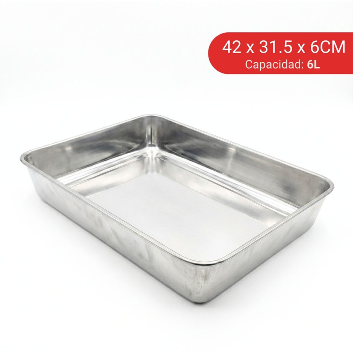 PENTHA - Bandeja rectangular de acero inoxidable 6 litros