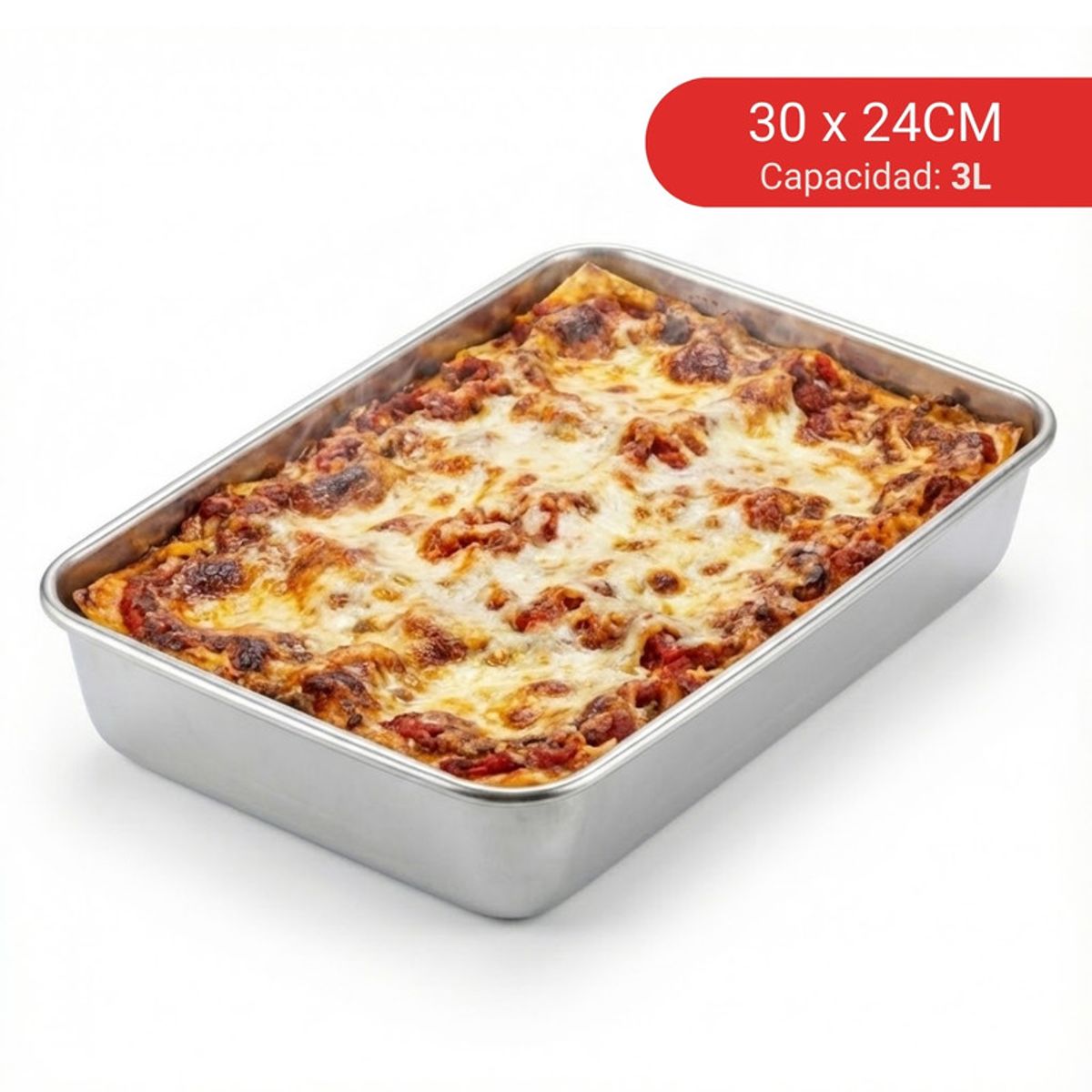 PENTHA - Bandeja rectangular de acero inoxidable 3 litros