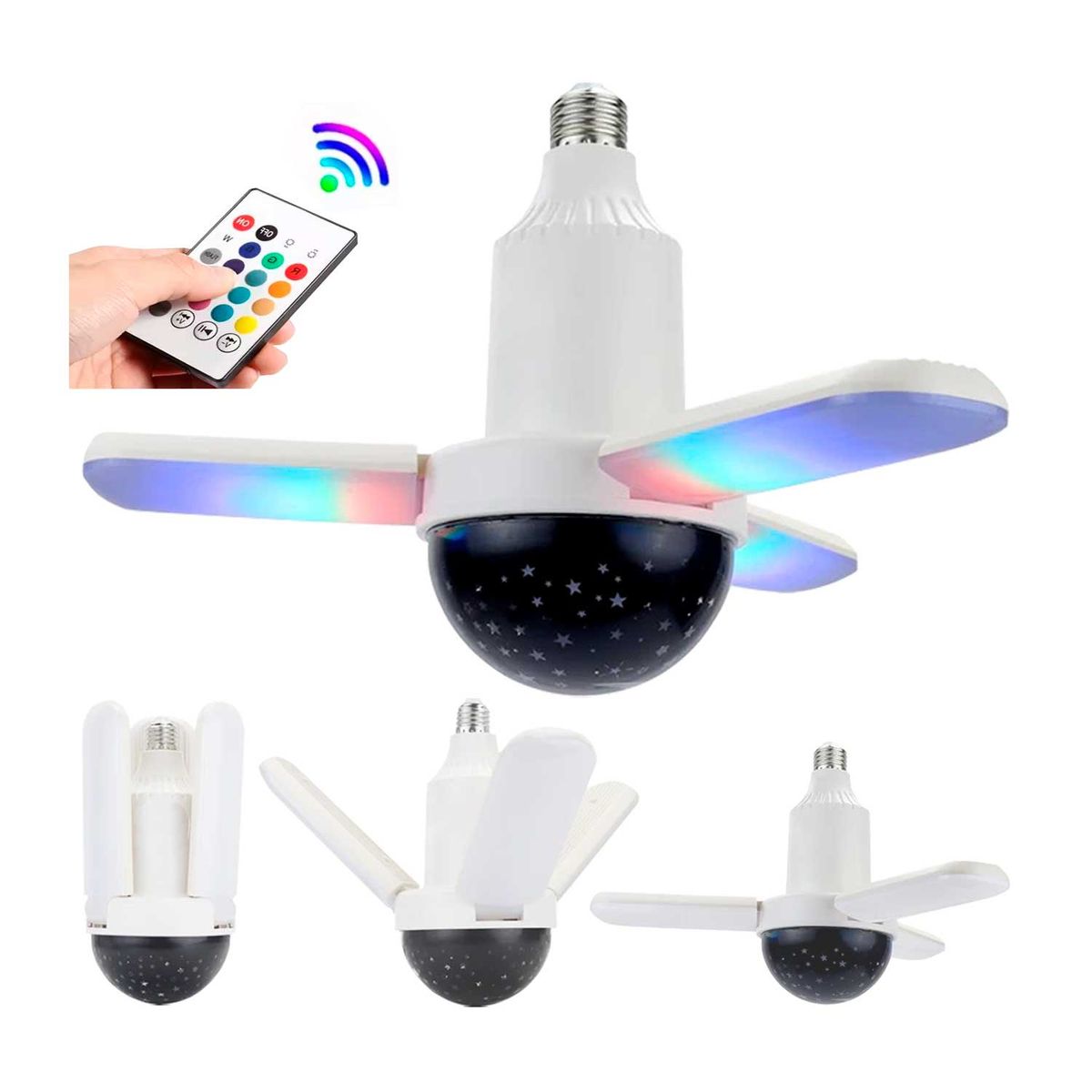 GENERICO - Foco Parlante Rgb Led Multicolor 3 Aspas Música Bluetooth