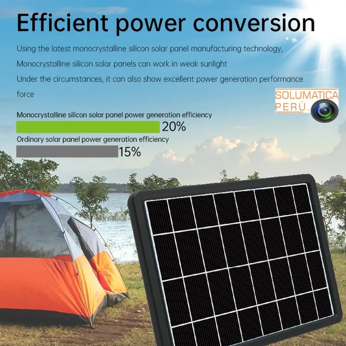 OEM - Cargador Solar - Panel 20W - Portatil Con Linterna