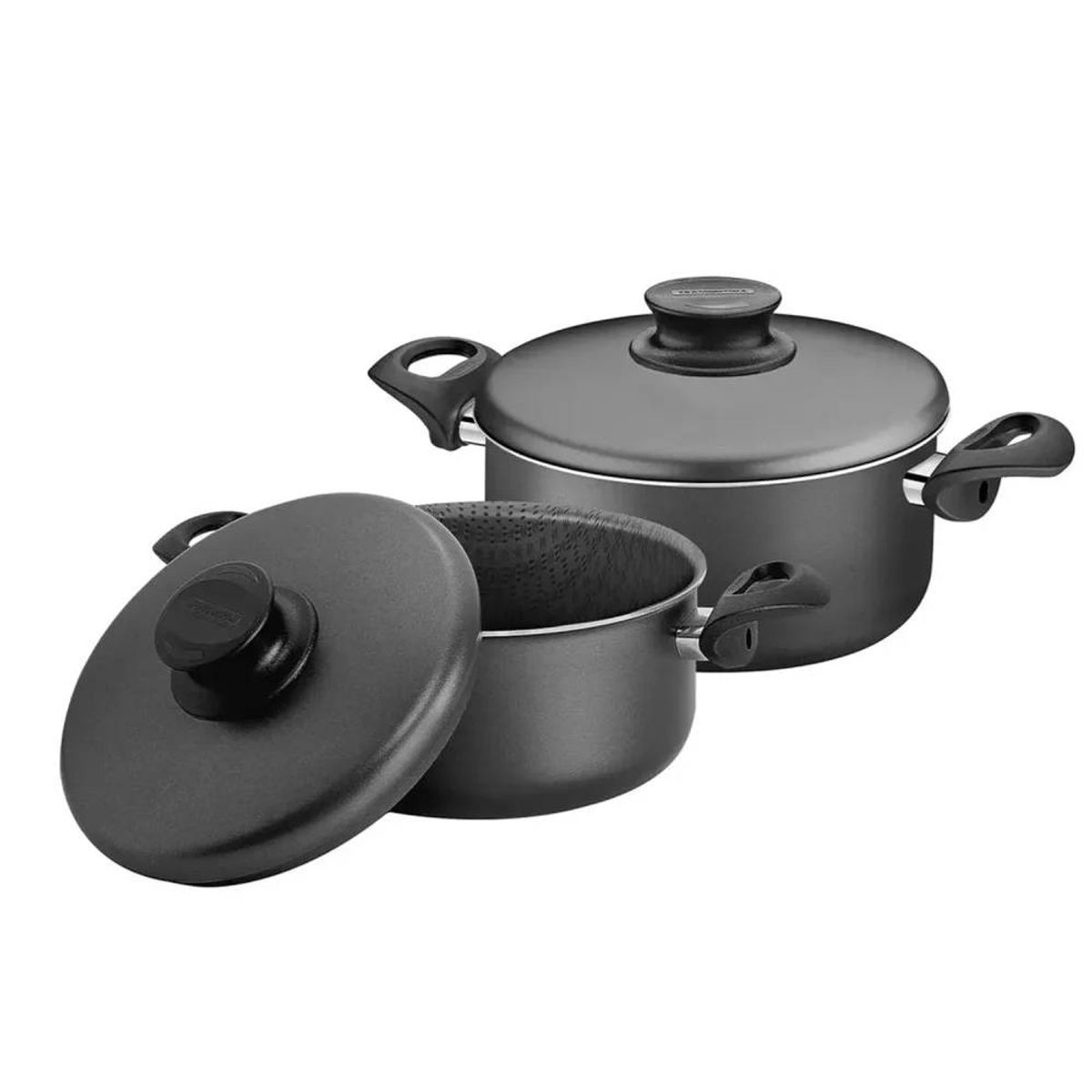 TRAMONTINA - Juego de ollas de Aluminio París Negro x 2 piezas (24 cm-26 cm)