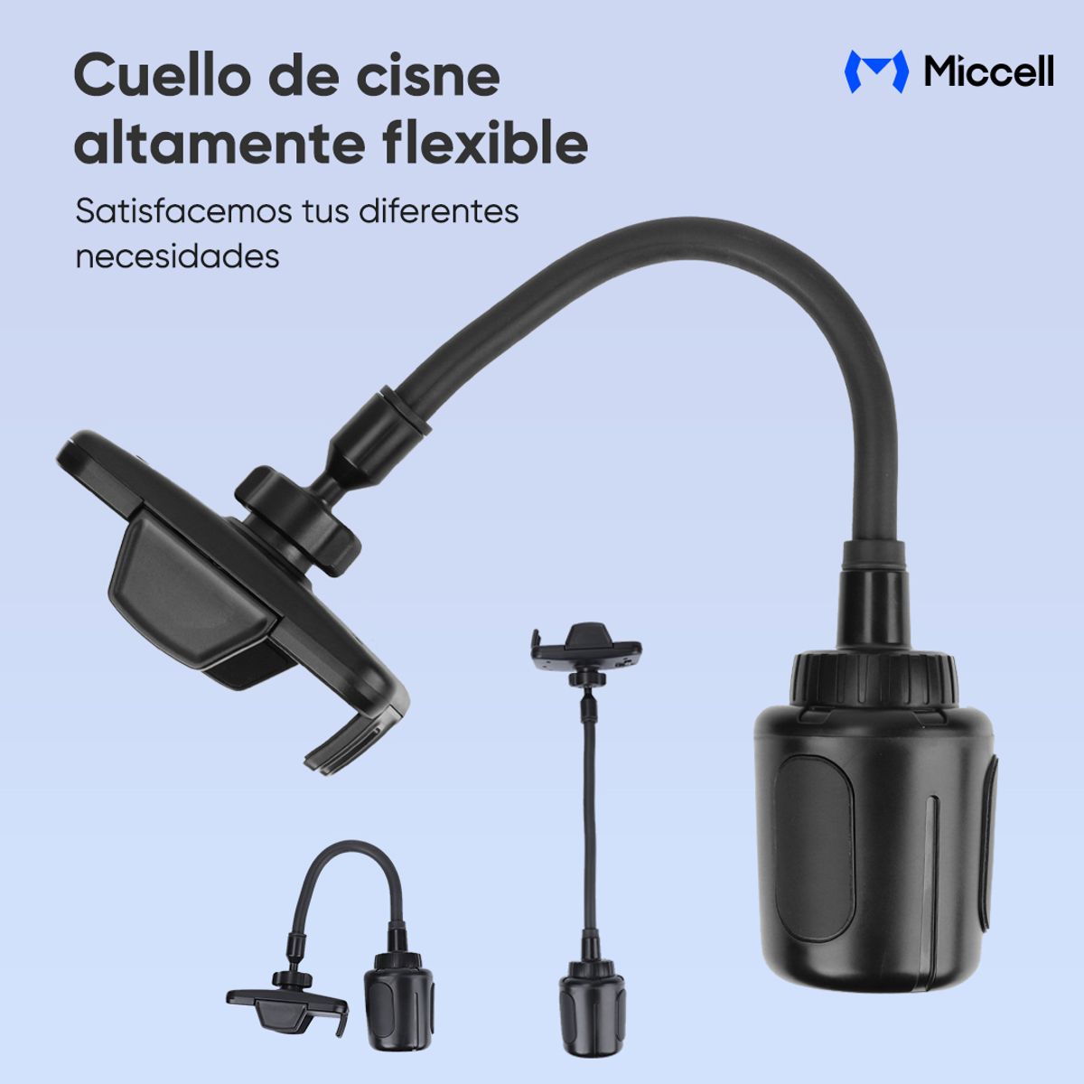 MICCELL - Miccell Soporte de Celular para Auto CH07 Ajustable Multiángulo para Portavasos