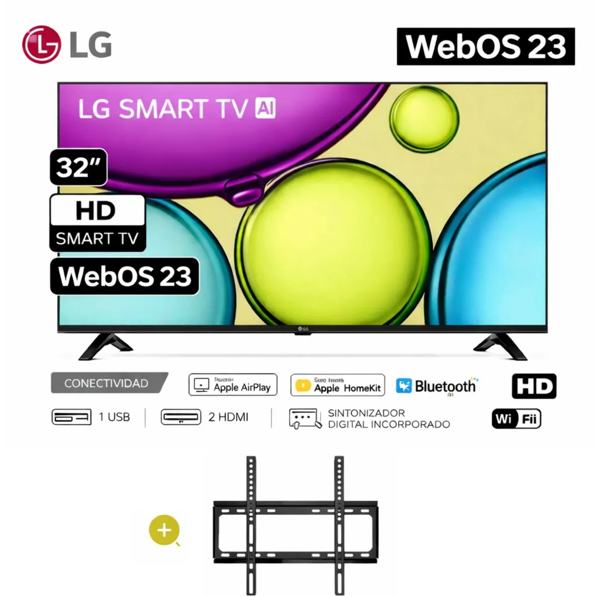 LG - Televisor LG Led 32 HD Smart Tv 32LR600BPSC + Rack