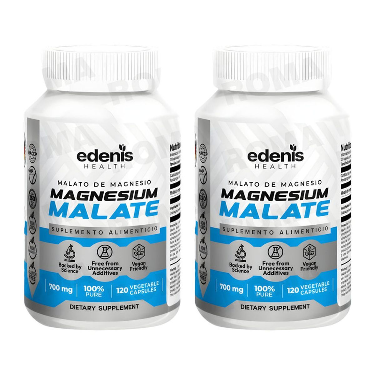 EDENIS HEALTH - PACK 2 MALATO DE MAGNESIO 120 CÁPSULAS EDENIS HEALTH