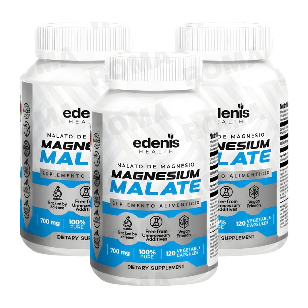 EDENIS HEALTH - PACK 3 MALATO DE MAGNESIO 120 CÁPSULAS EDENIS HEALTH