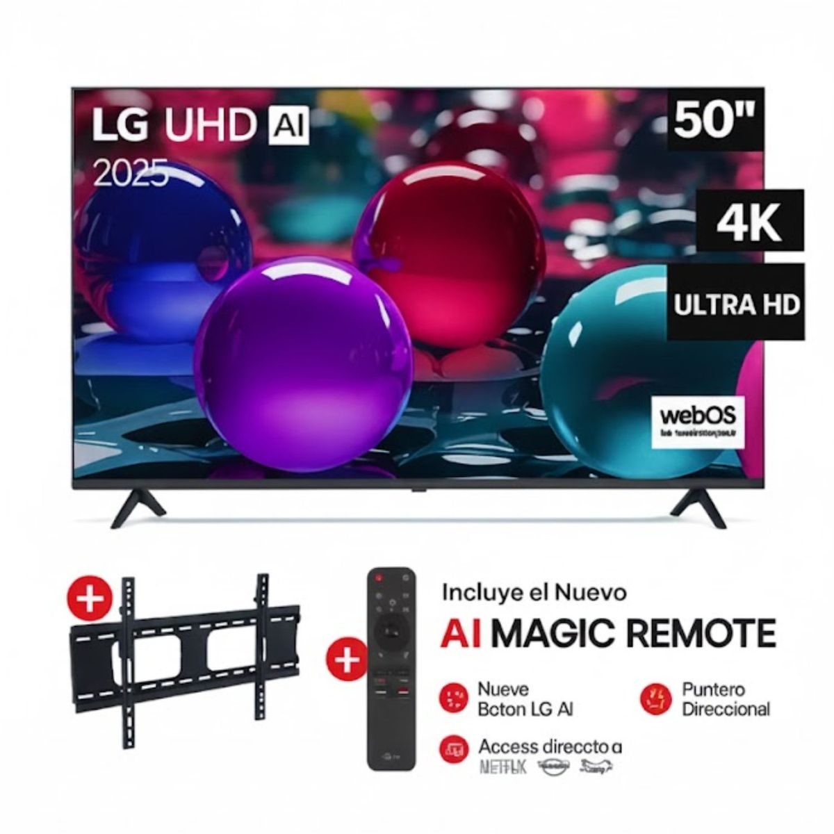 LG - TELEVISOR LG 50" 50UA7300PSB UHD 4K THINQ AI 2025 + RACK+ CONTROL REMOTO