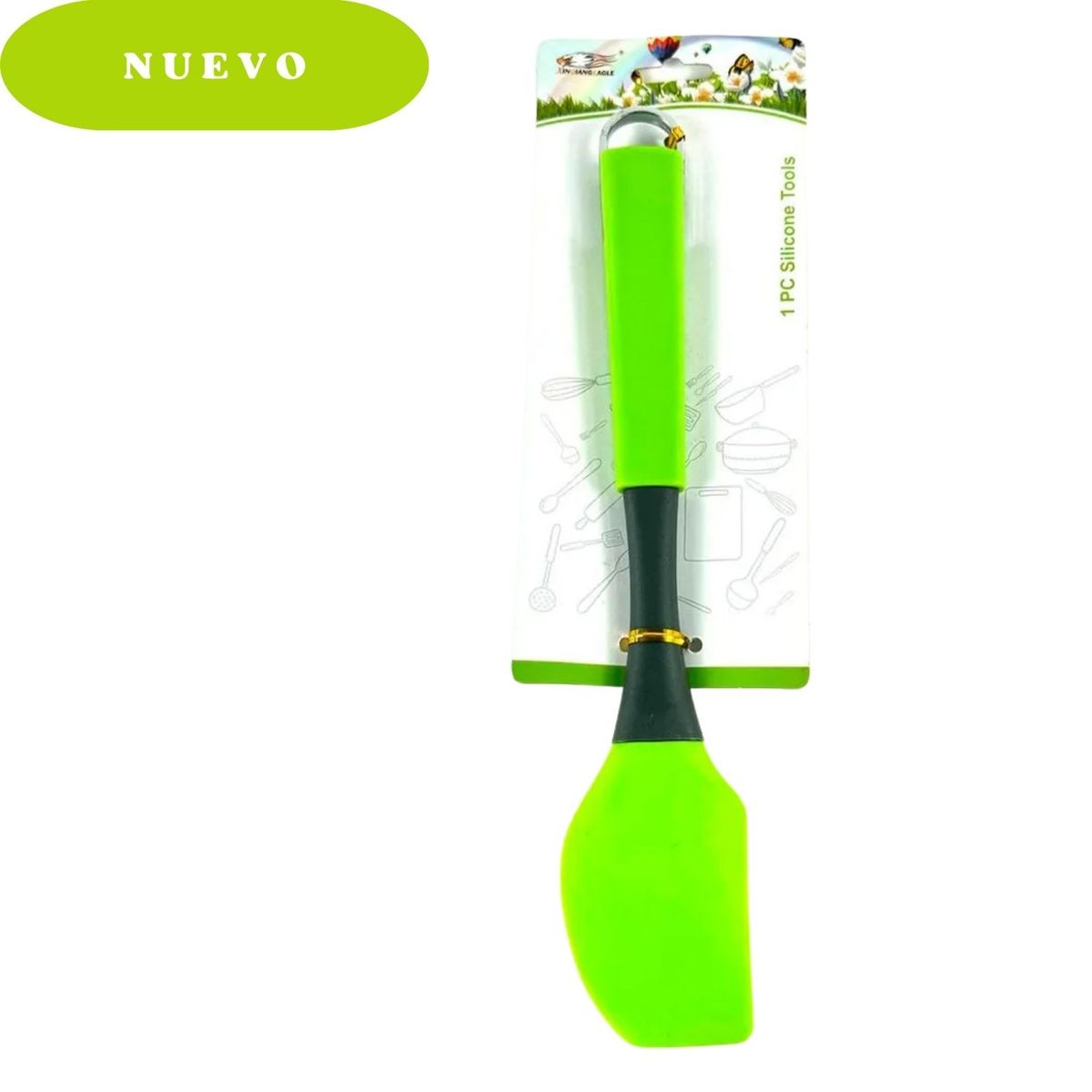 ICHIMATSU - Espatula Oblicuo De Silicona Mango Verde De Abs