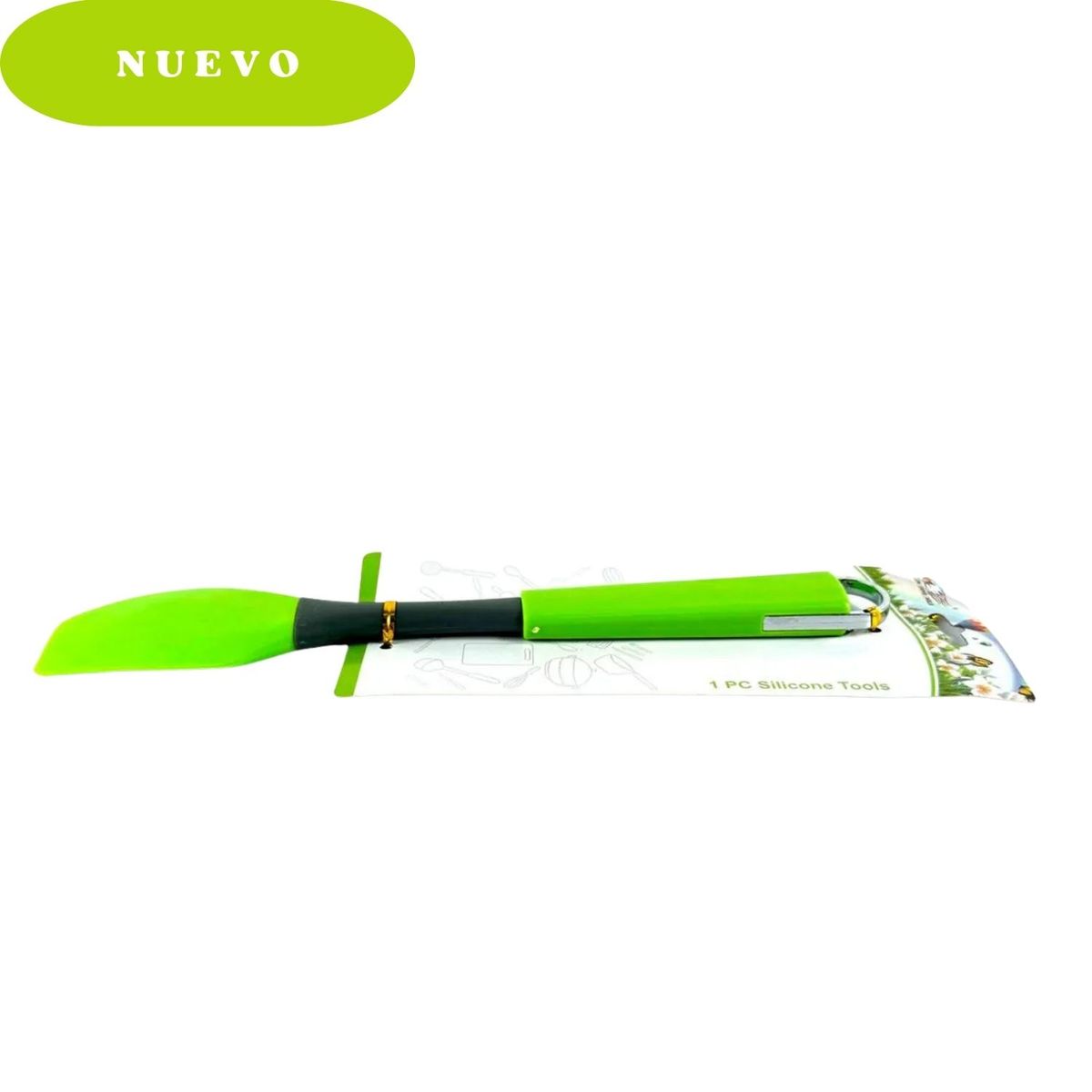 ICHIMATSU - Espatula Oblicuo De Silicona Mango Verde De Abs