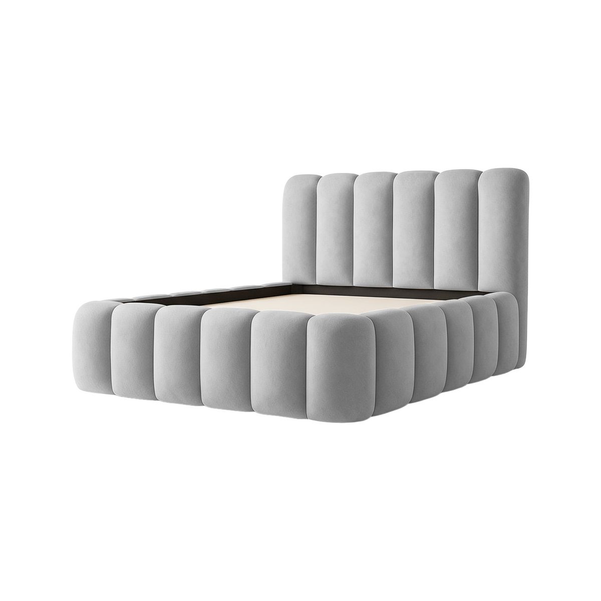 MUEBLES MACRUMO - Cama tapizada Natura Queen Color Gris claro