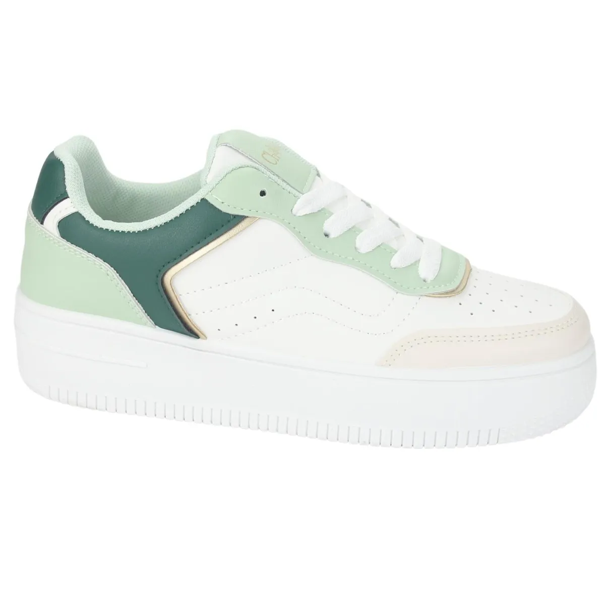 CHALADA - Zapatillas Mujer Blanco Verde Plataforma Chalada Joggo-1