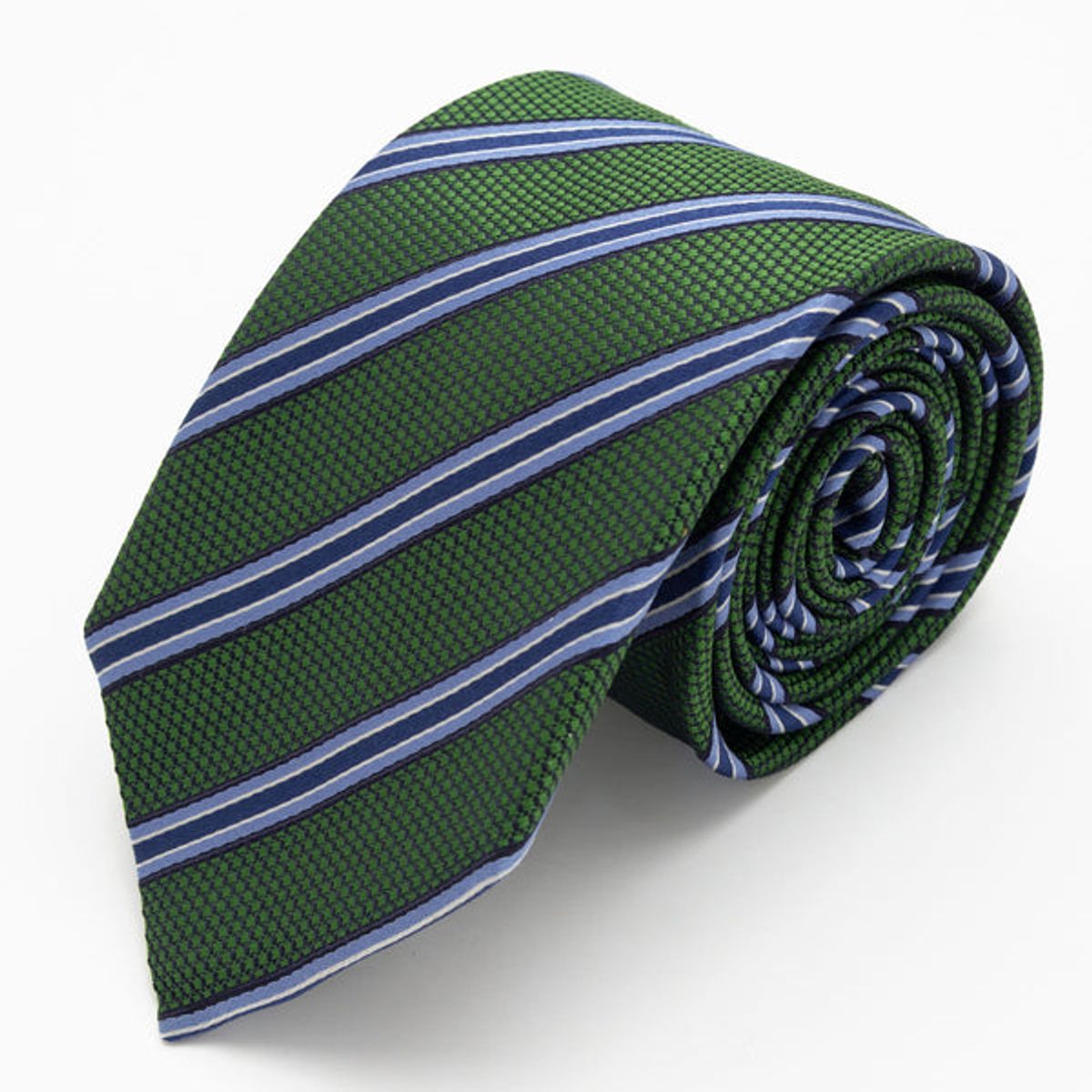 ANDREW'S TIES - CORBATA VERDE CON RAYAS AZUL Y CELESTES