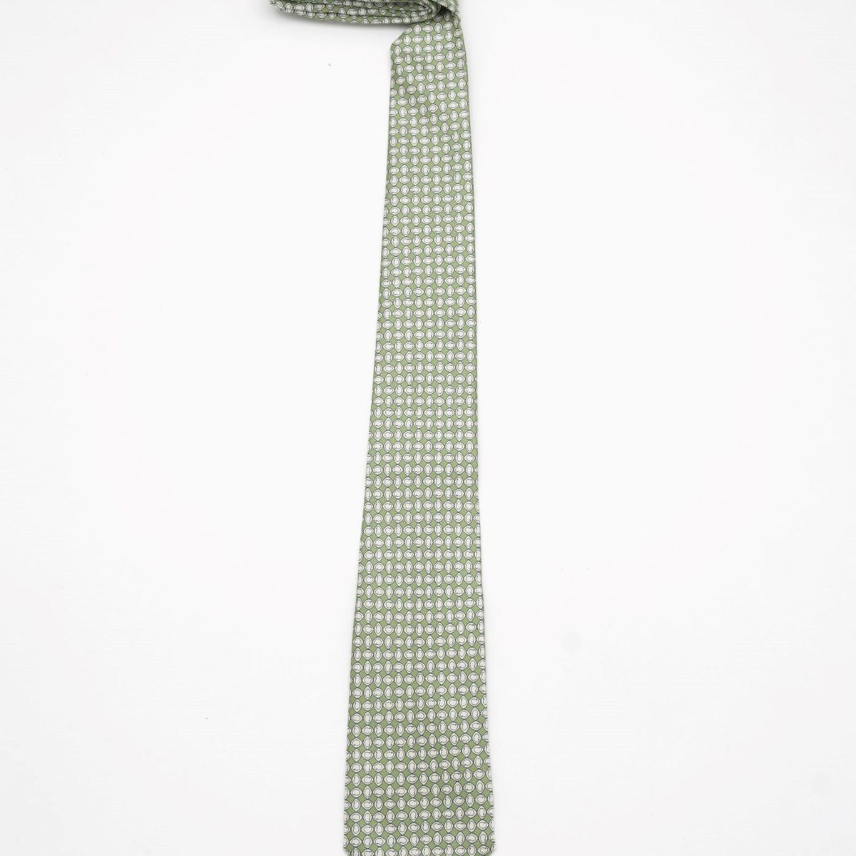 ANDREW'S TIES - CORBATA VERDE CLARO CON DISEÑOS CREMAS