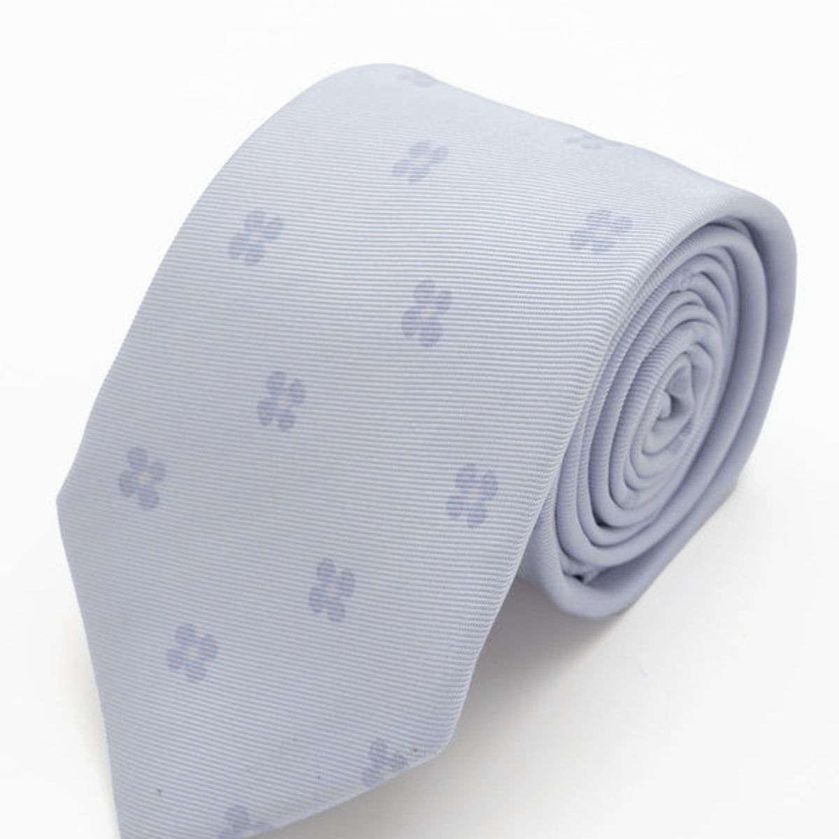 ANDREW'S TIES - CORBATA CELESTE CLARO CON FLORES GRIS