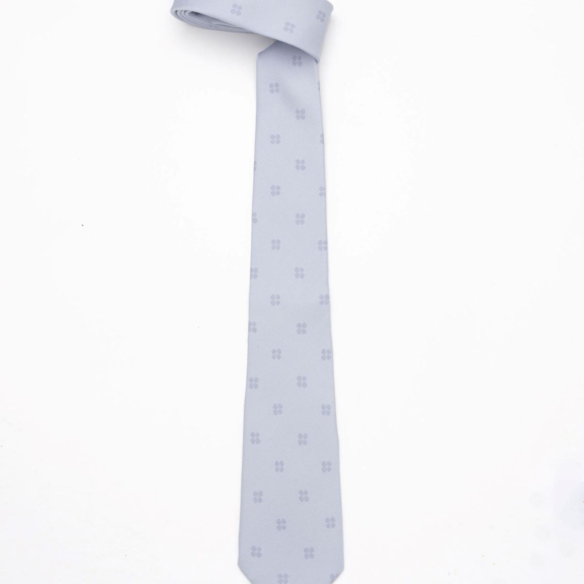 ANDREW'S TIES - CORBATA CELESTE CLARO CON FLORES GRIS