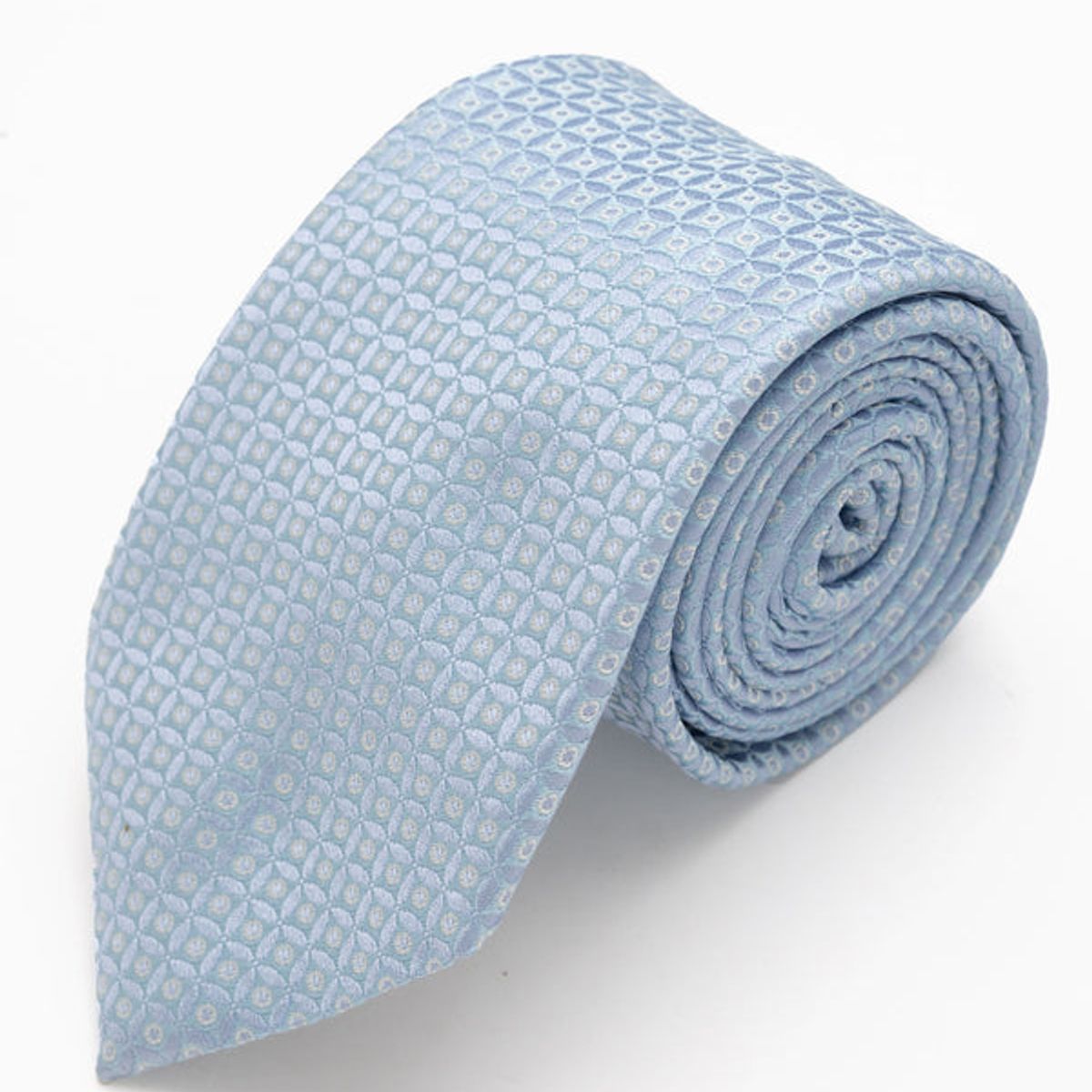 ANDREW'S TIES - CORBATA CELESTE CON DISEÑO DE CIRCULOS BLANCO