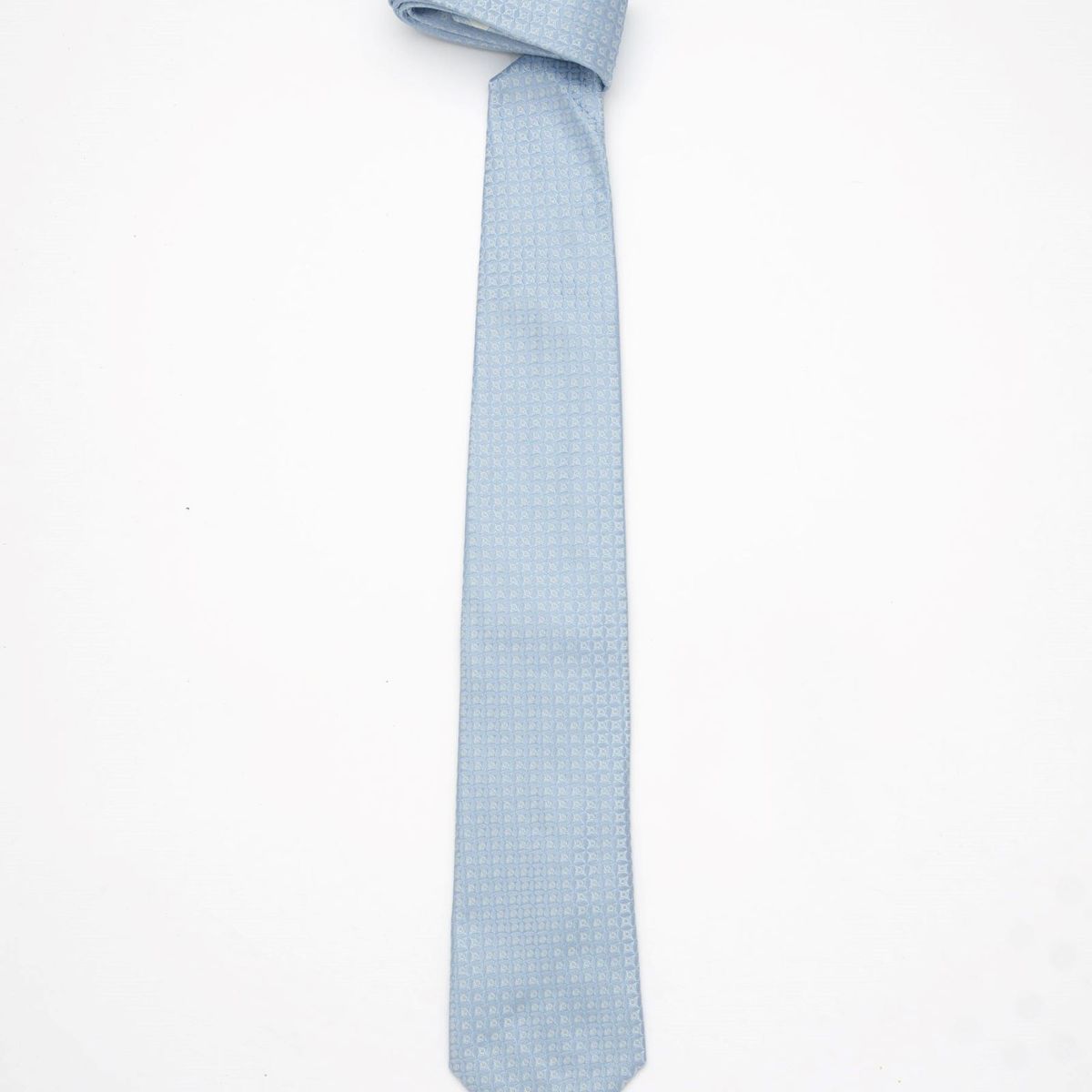 ANDREW'S TIES - CORBATA CELESTE CON DISEÑO DE CIRCULOS BLANCO