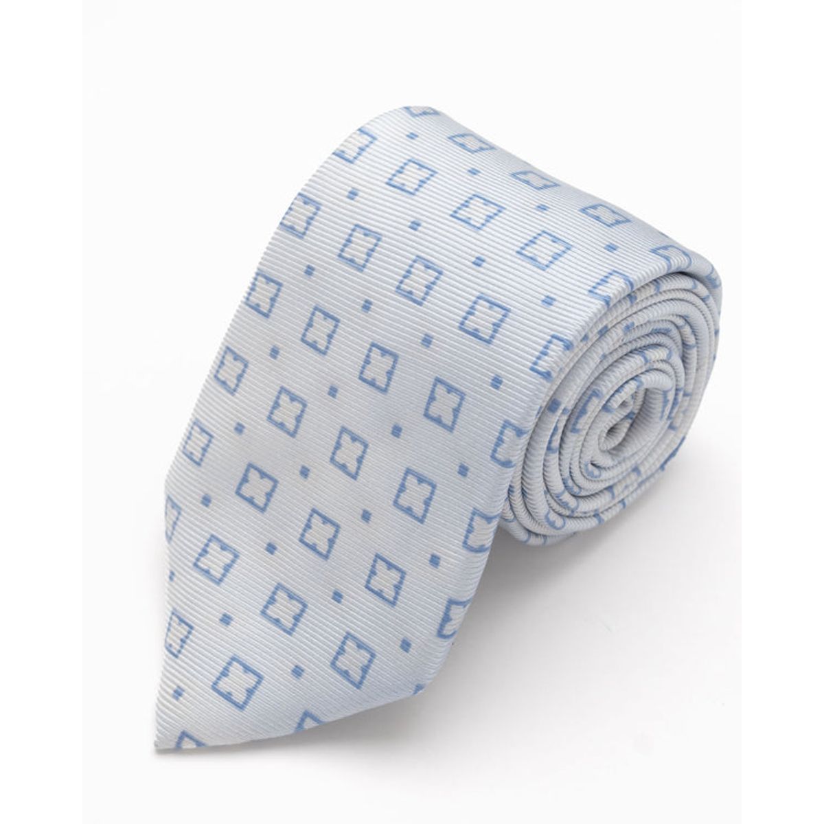 ANDREW'S TIES - CORBATA CELESTE CLARO CON DISEÑOS BLANCOS Y CUADROS CELESTES